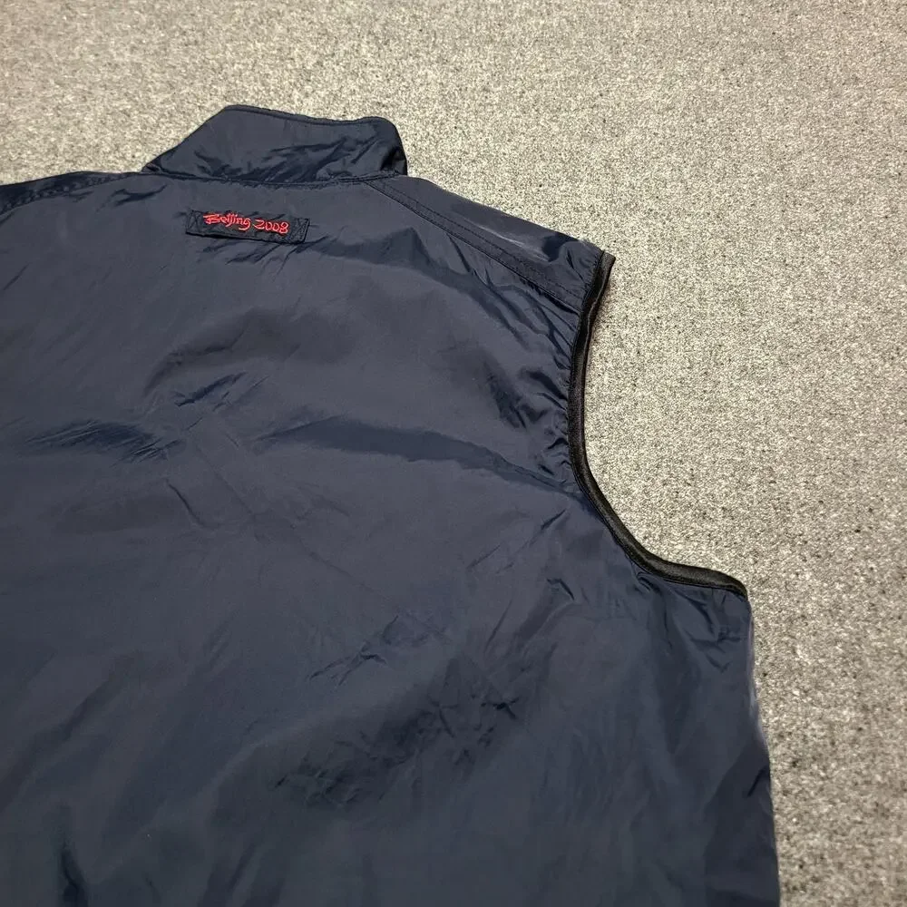 Beijing 2008 Olympics Jacket Mens Extra Large Blue Vest Pockets Zip Fleece Lined